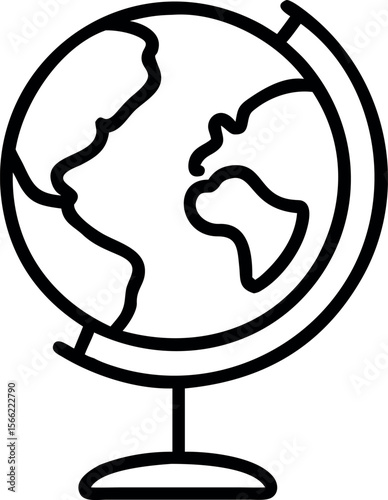 Vector art of a black and white globe of the world isolated on white background