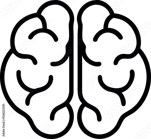 Vector art of a human brain represents intelligence and cognitive function, isolated on white background