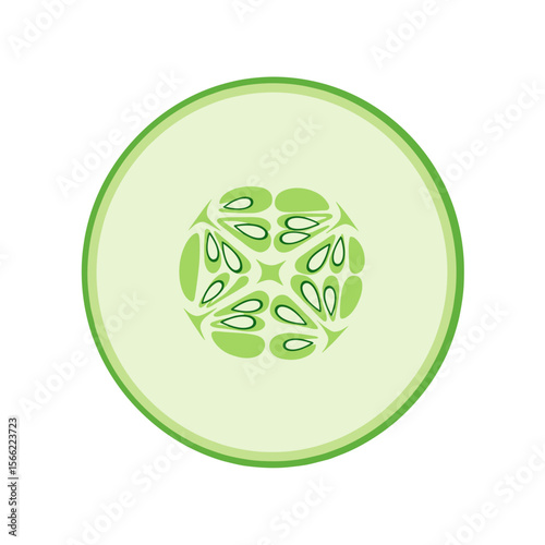 Cucumber slice on a transparent background, refreshing vegetable concept