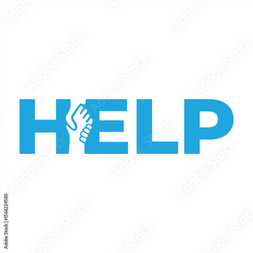 Help Logo Design with a Hand Symbol for Assistance and Support