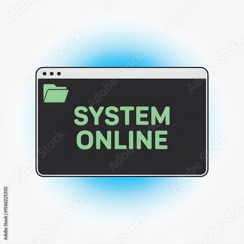 System Online Status on Computer Screen Illustration
