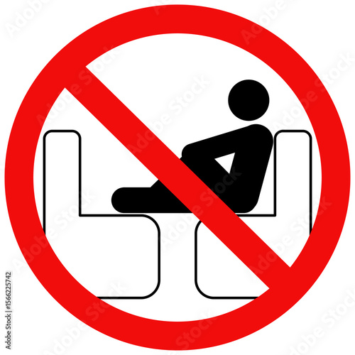Do not put your feet on the seat prohibited sign, Keep feet off seats sign, Vector illustration design