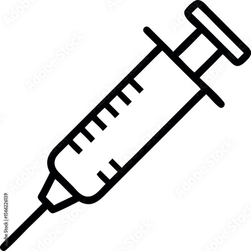 Vector art of a simple line drawing of a medical syringe