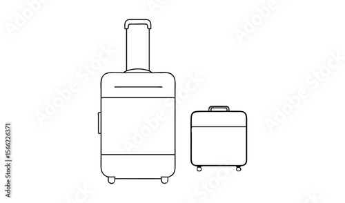 Modern outline style illustration of two rolling suitcases for travel and tourism