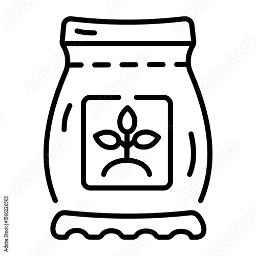 An outline style icon depicting fertilizer bag