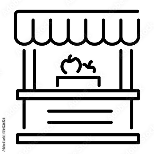 An outline style icon depicting food stall
