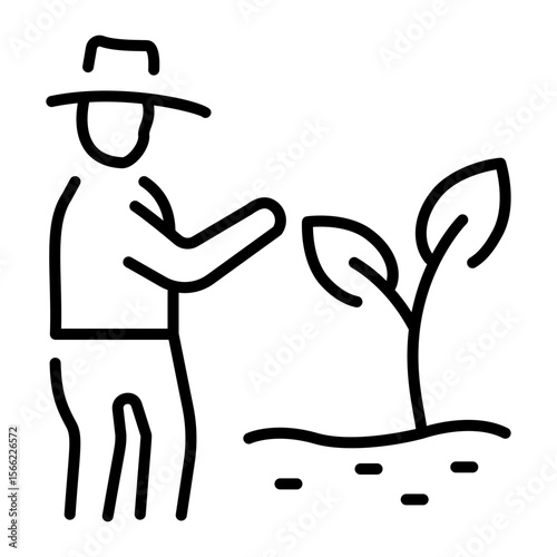 A linear style icon representing gardening
