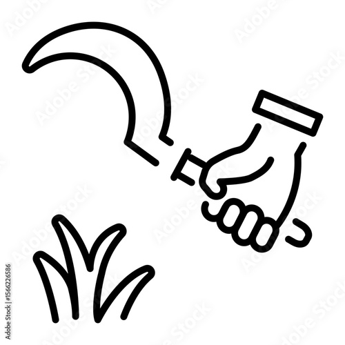 An outline style icon depicting hand sickle