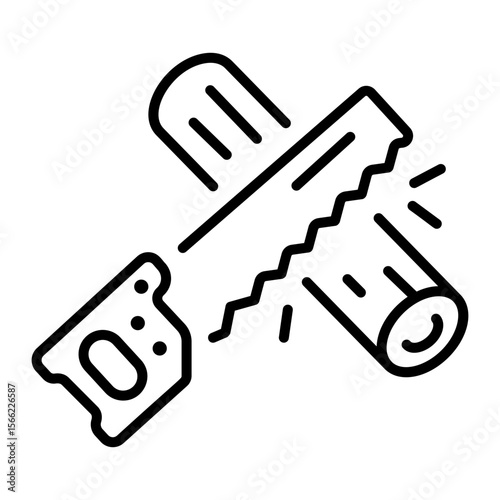 A linear style icon representing handsaw