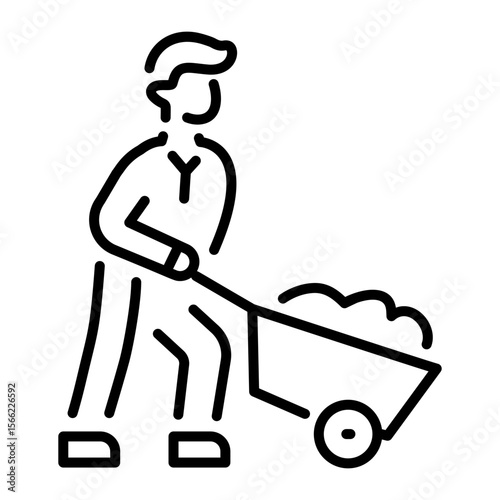 A line style icon showing handcart