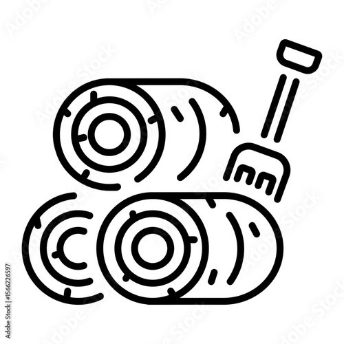 An outline style icon depicting hay bale