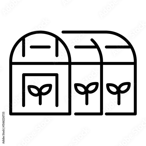 A line style icon showing protected cultivation