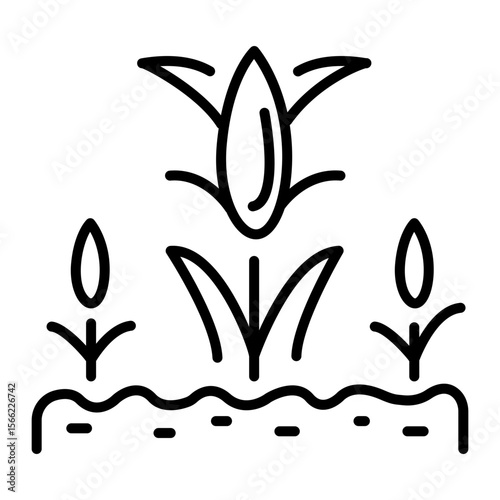 A line style icon showing rice paddy