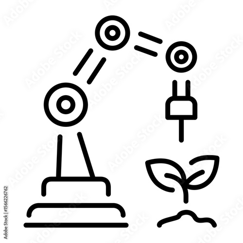 A line style icon showing robotic farming