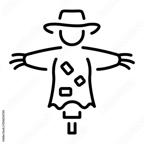 An outline style icon depicting scarecrow