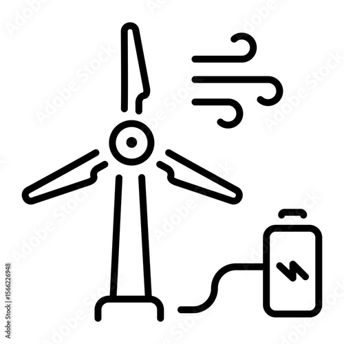 A linear style icon representing wind turbine