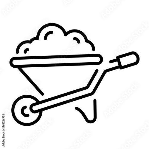 A line style icon showing wheelbarrow