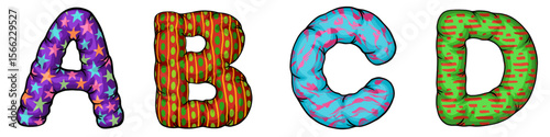 vector illustration of alphabet set letter A B C D