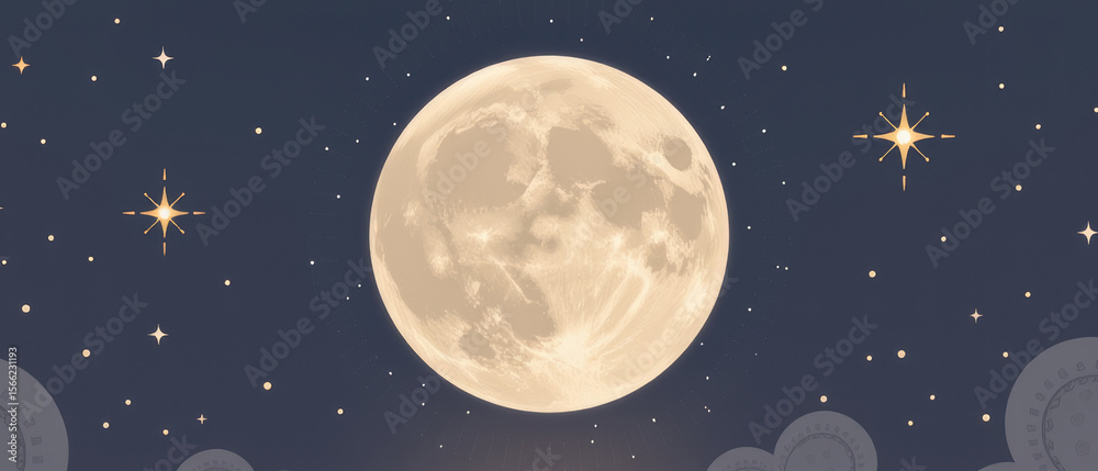 Naklejka premium Celebrating international moon day a celestial event under the night sky artistic illustration cosmic environment enchanting viewpoint