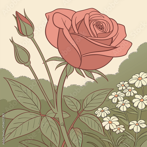 Vector illustration of a rose free online design.