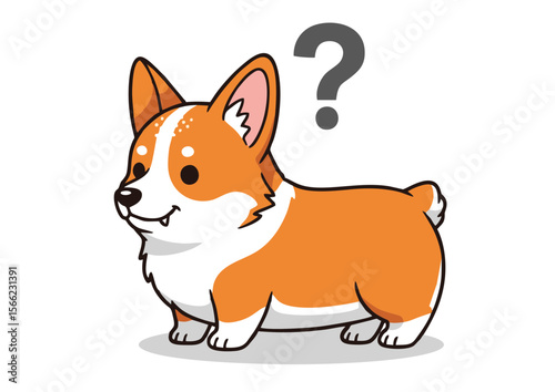 Adorable Cartoon Corgi Dog with Orange and White Fur Smiling.