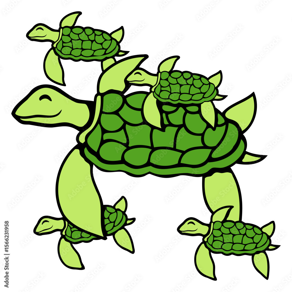 Fototapeta premium 5 water turtles children mom mother father dad fun