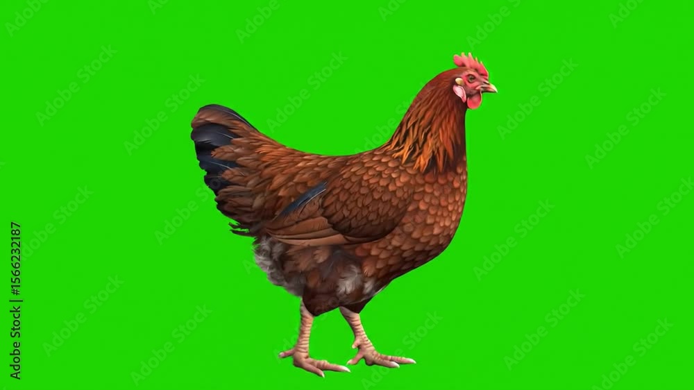 Ultra realistic chicken walking, solid green screen background Stock ...