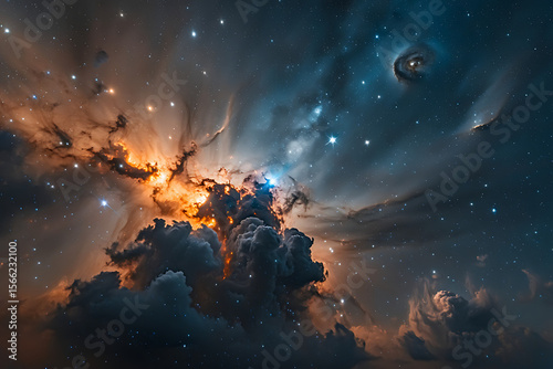 Wallpaper Mural "Stunning View of Interstellar Nebula with Glowing Stars and Cosmic Clouds Background " Torontodigital.ca