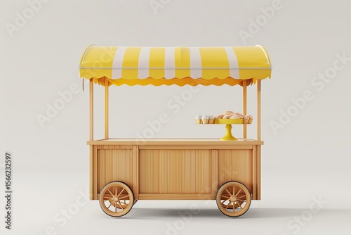 High Resolution of Ice Cream Cart 3D Rendering