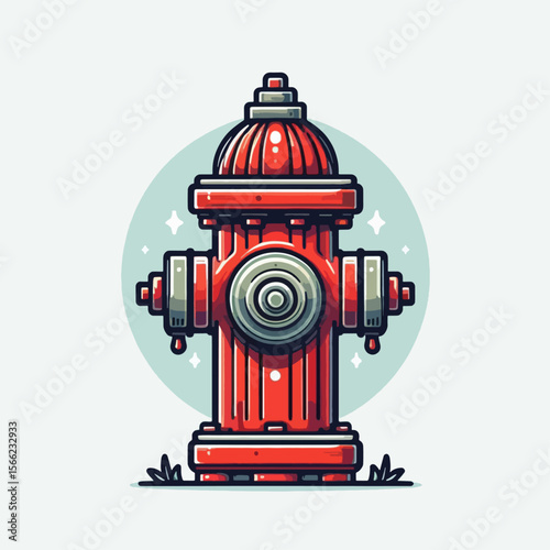 Colorful, simplified depiction of a fire hydrant, set against a light background. The style is modern and illustrative, using bold lines and a flat design.