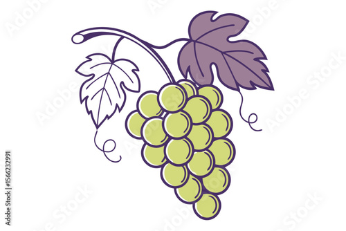 Modern flat design bunch of grapes icon for fruit and food concepts
