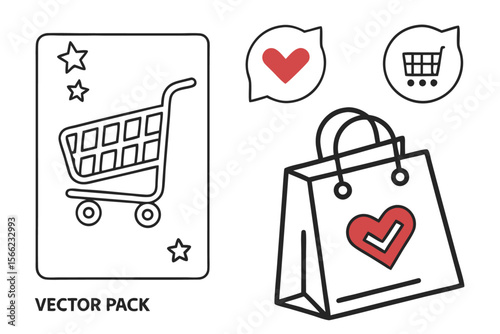 Modern e commerce shopping icons for online stores and digital marketing