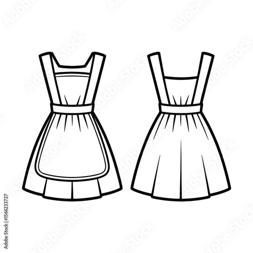 vector illustration of a apron dress coloring page