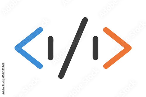 Abstract representation of computer code with angled brackets and vertical lines