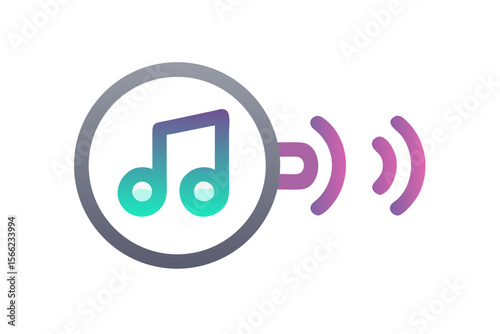 Digital music icon with sound waves and gradient colors on black background