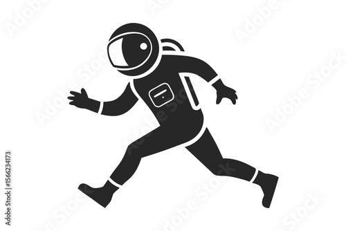 astronaut wearing space suit black silhouette on white background