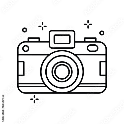 Vintage Camera Icon Classic Photography Equipment Line Art Illustration