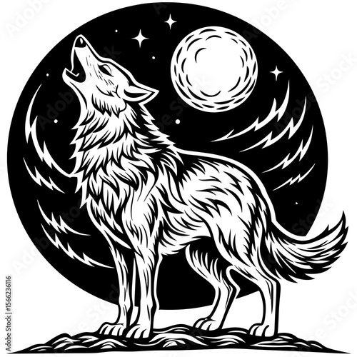 wolf and dog