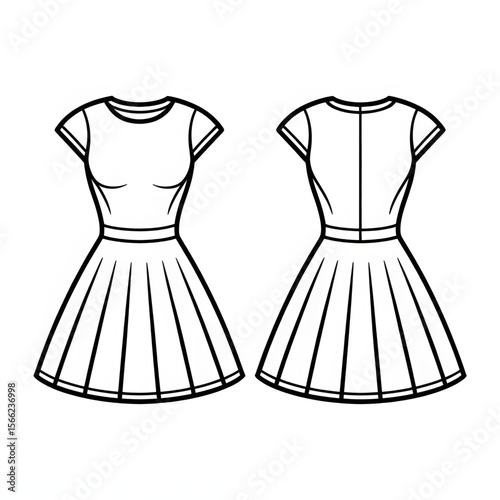 Vector illustration of a skater dress coloring page