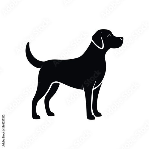 Majestic Black Labrador Retriever Dog Silhouette Illustration
