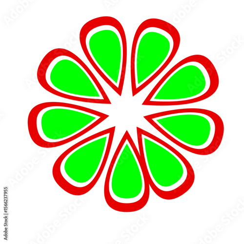 a high quality illustration image of a flower with red-white-green colors