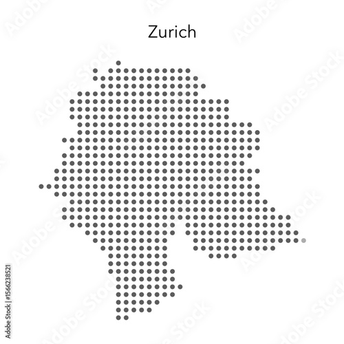 Dotted stylized map of Zurich, Switzerland. Vector illustration