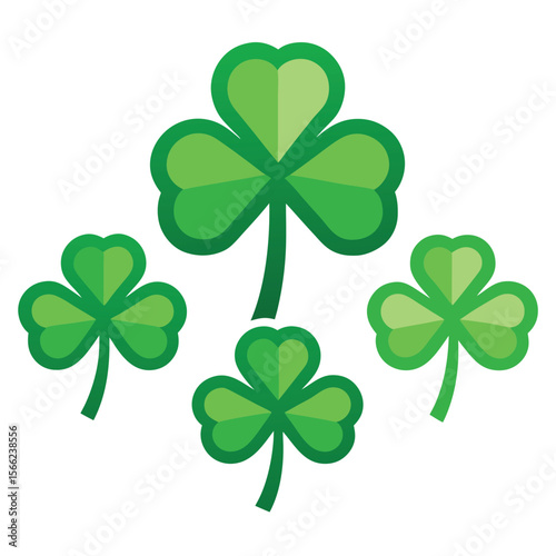 Vibrant Green Shamrock Illustrations Perfect for St. Patrick's Day Designs and Irish Themed Projects
