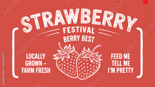 Strawberry festival chalk art poster vintage