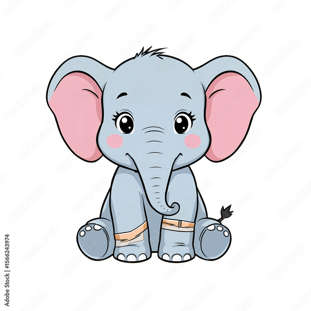 Fototapeta premium Adorable Baby Elephant Illustration Cute Cartoon Animal Design