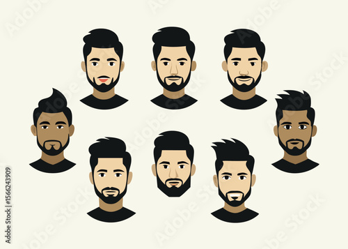 Diverse Men's Facial Hair Styles Collection of Illustrations