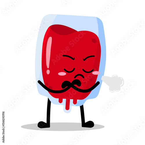 Cute Hand Drawn Annoyed Grumpy Red Blood Bag
