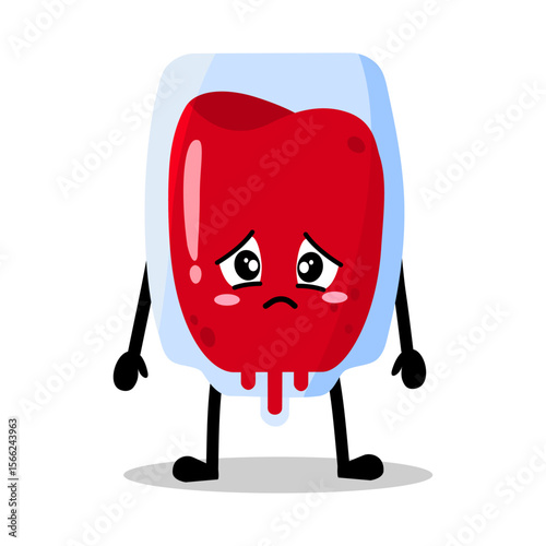 Cute Hand Drawn Sad Gloomy Red Blood Bag
