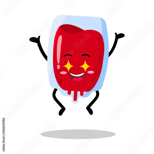 Cute Hand Drawn Red Blood Bag Excited jump