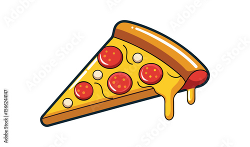 Delicious slice of pepperoni pizza with melting cheese and red sauce